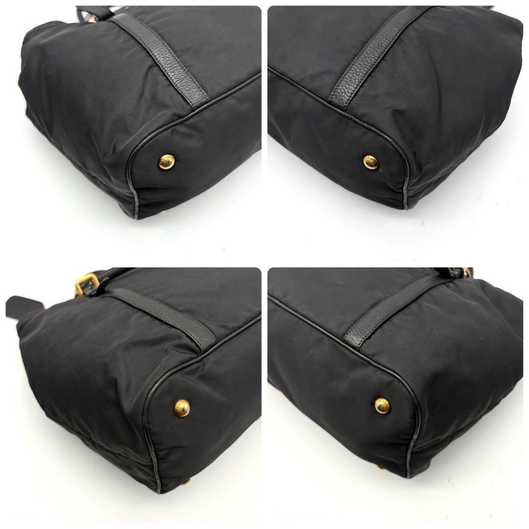 Prada Triangle Logo 2WAY Shoulder Bag Black Nylon Leather Authentic 〇 thumbnail 5