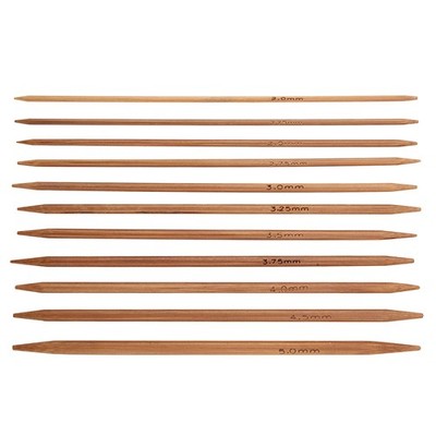 Set Of 11 Bamboo Double Pointed Knitting Needles Set 11 Sizes (5.1in/13cm)