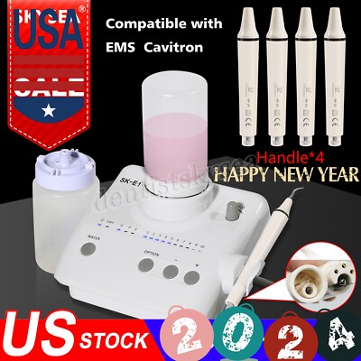 Dental Ultrasonic Scaler 2*Bottles 5*Tips For EMS Woodpecker + 4*Extra Handpiece