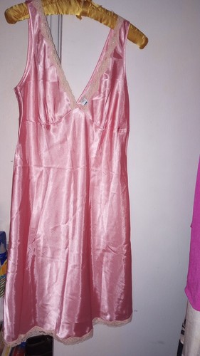 Camicia da notte vintage Victoria’s Secret lucida vero raso slip abito Y2k rosa rosa M