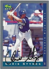 Autographed/Signed 1993 Classic Best #292 Chris Stynes Toronto Blue Jays Tough