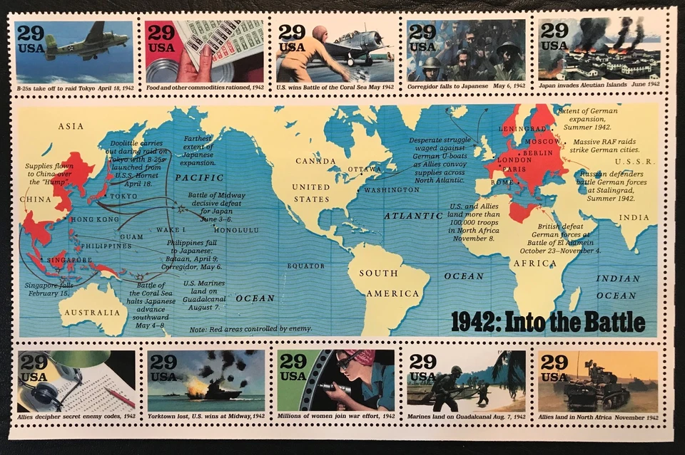 US STAMP MNH # 2559 2697 2765 2838 2981 5 WW2 PANES COMPLETE SET OF 50 - Image 3 of 4