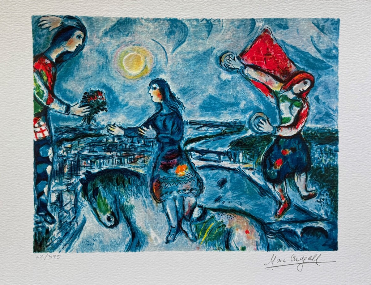 Chagall、LE COUPLE、希少画集画、新品額装付 Chagall、LE COUPLE、希少画集画、新品額装付