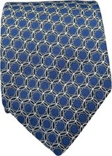 BISSE Necktie - Micro Fabric Men's Tie, Blue Ring Pattern Tie, Men's Necktie