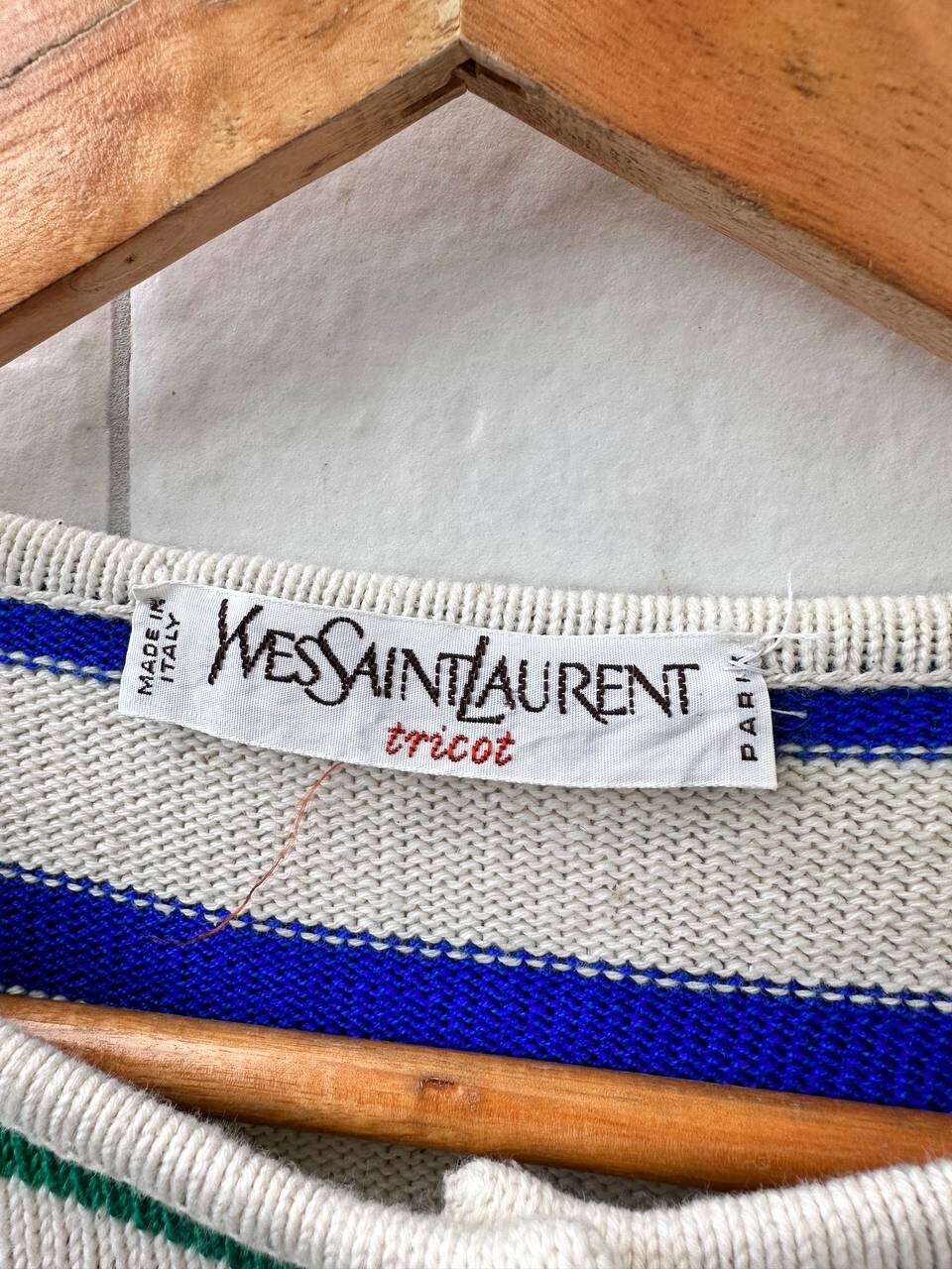 Maglione vintage anni '80 cotone YVES SAINT LAURENT a maglia taglia 42 Made in Italy