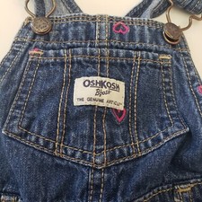 Oshkosh B'gosh Bib Overalls Embroidered PinkHearts Size 18 Months