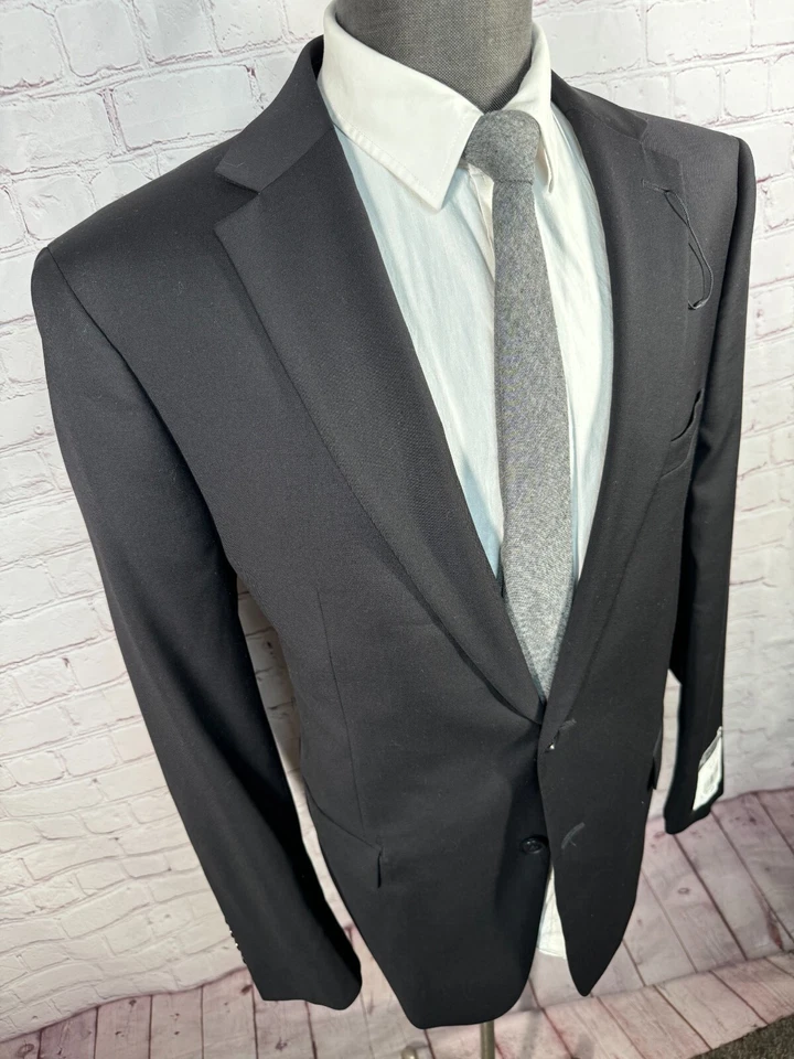 VINCE CAMUTO мужской черный шерсти REG FIT эластичной костюм Blazer Sport пальто куртка 46R - Изображение 3 из 4