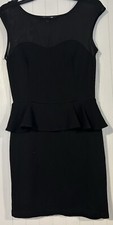 Forever 21 Black Peplum Illusion Night Out Dress Size M/M