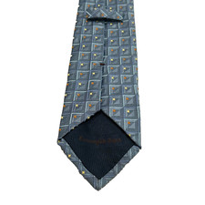 Ermenegildo Zegna Blue Geometric Textured Blue Silk Tie Made In Italy