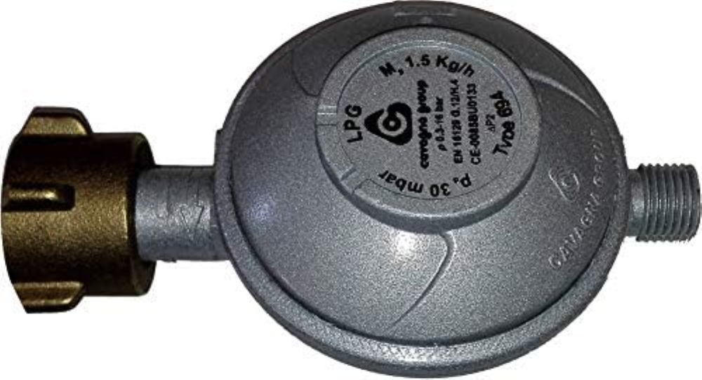 Regolatore di pressione 30 mbar per gas propano bottiglie 5/8/11 kg