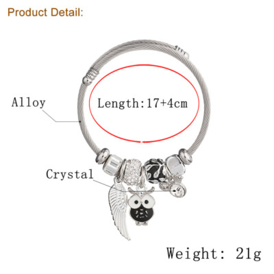 DIY Perlen Eule Engelsflügel Anhänger Edelstahl Armband