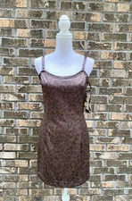 Jessica McClintock Gunne Sax Vintage Dress Junior 7/8 S / M Leopard Metallic