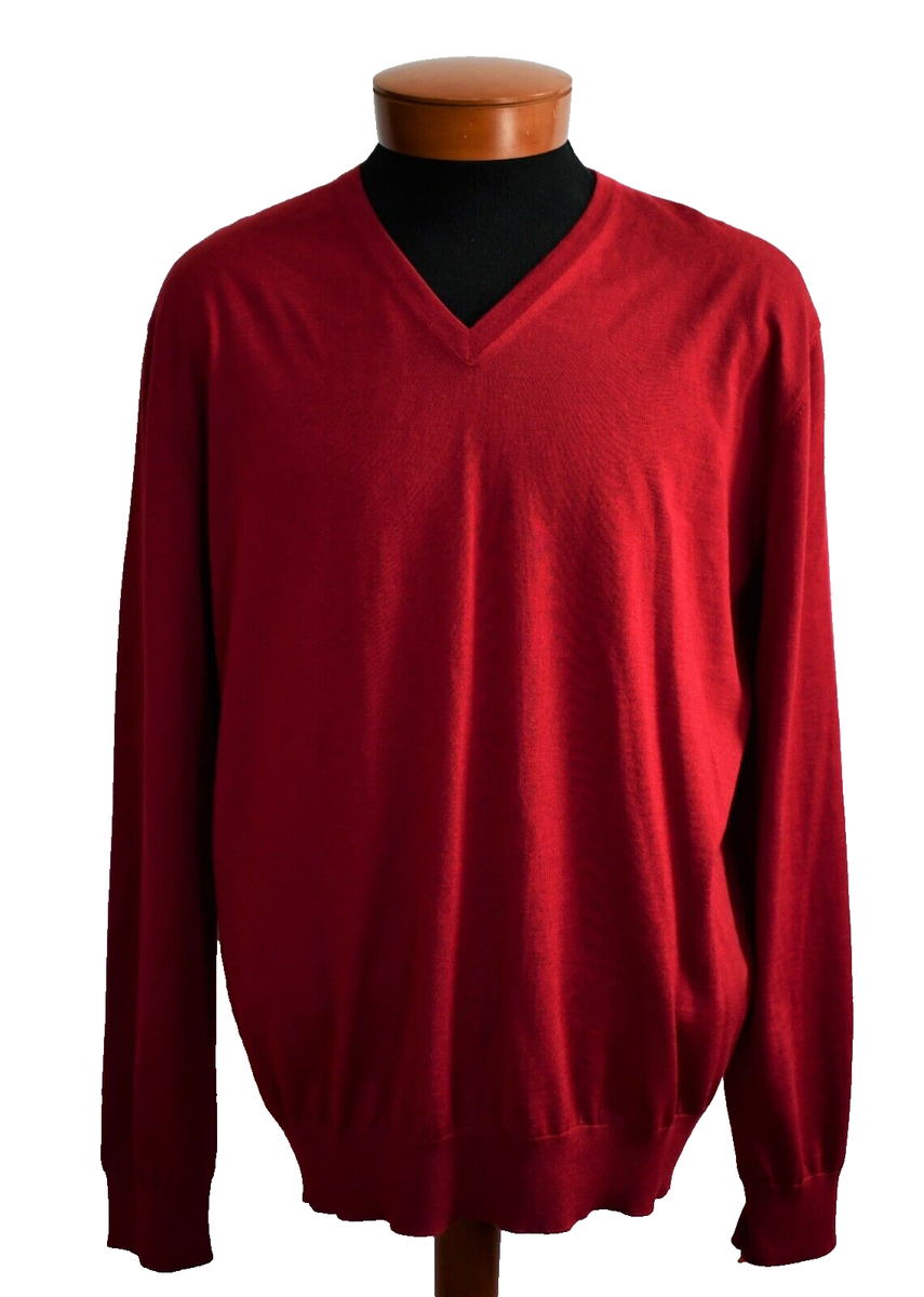 $795 🆕️ERMENEGILDO ZEGNA Burgundy CASHMERE SILK Knit V-NECK