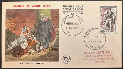 1953 France Hernani De Victor Hugo Cachet First Day Cover, #691 *d