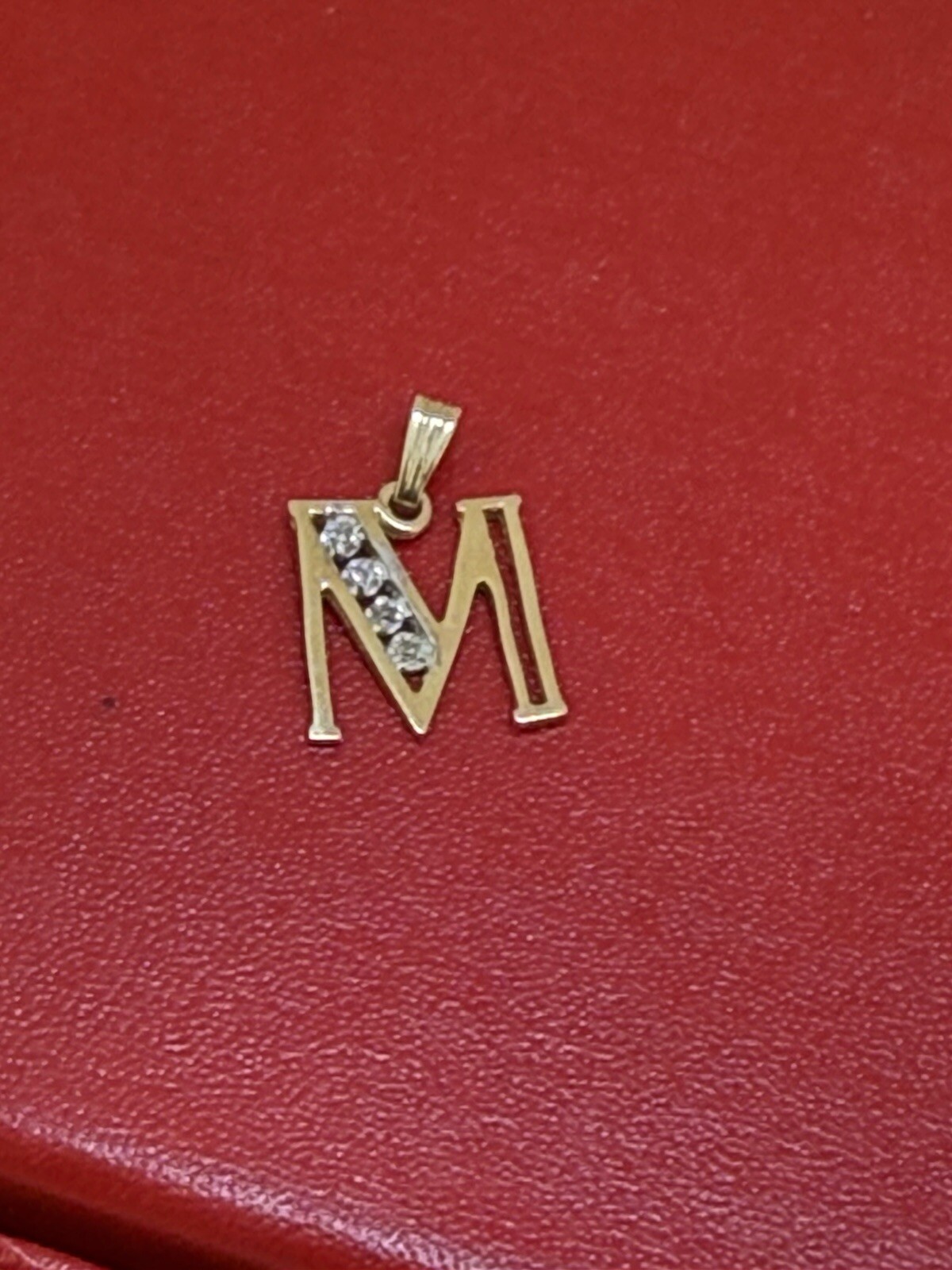 14k Solid Yellow Gold Letter Initial Diamonds Pen… - image 1