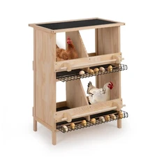 Wooden Nesting Box for Chicken Coop 4-Compartment Egg Laying Box for Poultry