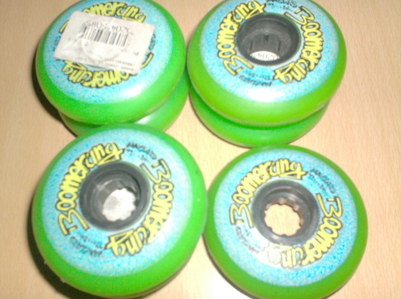vintage rollerblade wheels set of 7 boomerang vanguard green new