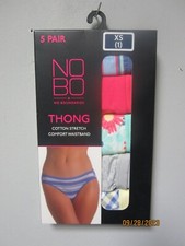 No Boundaries Women's 5-Pair Cotton Stretch Thong Underwear Size XS 1 