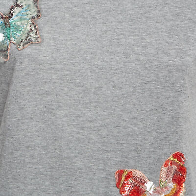 Valentino Grey Sequin Butterfly Applique Cotton T-Shirt S | eBay Valentino Grey Sequin Butterfly Applique Cotton T-Shirt S | eBay