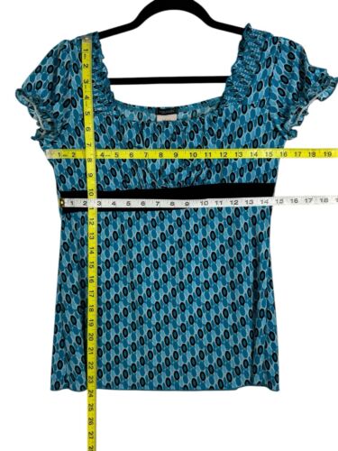 Camicia donna Maurices piccola blu bianca nera cerchi elasticizzata babydoll Y2K - Foto 2 di 6