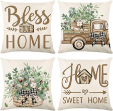 Wyooxoo Throw Pillow Covers 18X18 Set of 4 Farmhouse Pillow Covers Beige Home