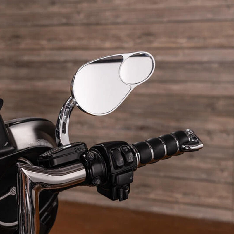 Espejos retrovisores de visión divididos aptos para Harley Touring Electra Glide Road King Glide cromados Foto 2 de 4