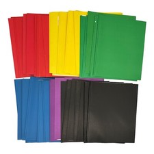  54 2-Pocket Paper Folders w/ Prongs  Business Card Holders Assorted Colors