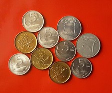 LOTTO DI 10 MONETE DIVERSE DA 5, 10, 20 LIRE - FDC DA ROTOLINO [10_002]
