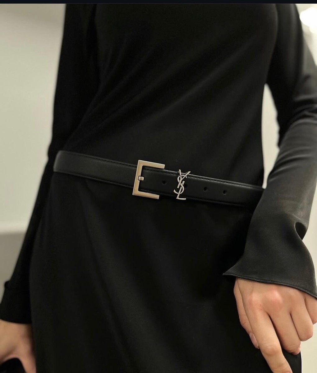 Yves Saint Laurent belt,Women Black ,leather Silver Plated  display picture 1