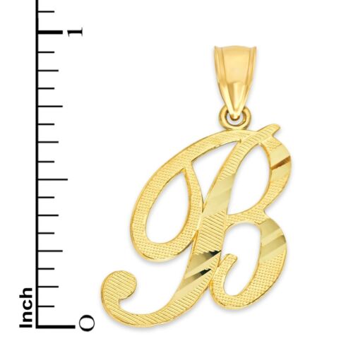 10k Real Solid Gold Initial Pendant, Personalized Cursive Letter Charm Jewelry - Picture 12 of 66