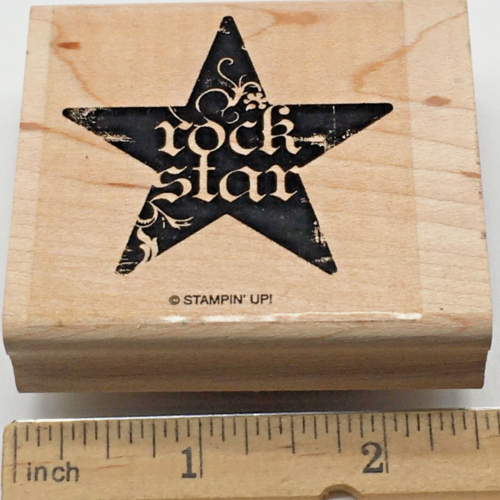 ROCK STAR FLOURISH Stampin Up rubber stamp GARAGE BAND MUSIC - Picture 1 of 2