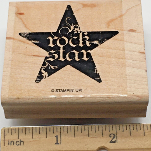 Timbre en caoutchouc ROCK STAR FLOURISH Stampin Up GARAGE BAND MUSIQUE - Photo 1 sur 2