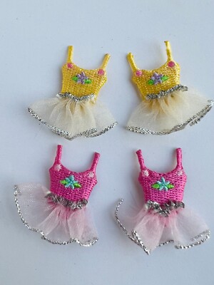 2 Stück Bügelbild Ballerina Ballett Tänzerin Tutu Kleid Patches bestickt rosa gelb