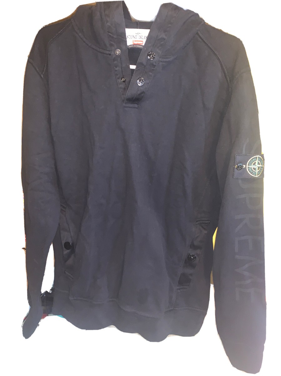 Supreme FW14 Stone Island Hooded Sweatshirt - L - Black | eBay