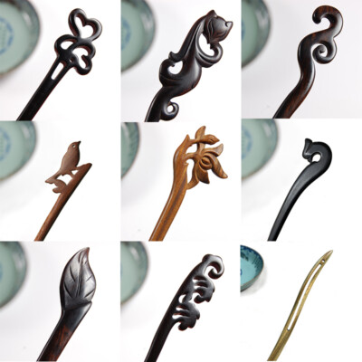 Wooden Hair Clasp Ebony Antique Retro Wooden Ornament Classical Sandalwood