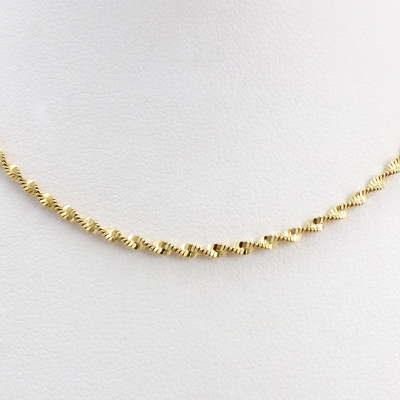 10K Gold verdrehte Spirale Fischgrät Glieder Anhänger Kette Halskette 18 Zoll Neu