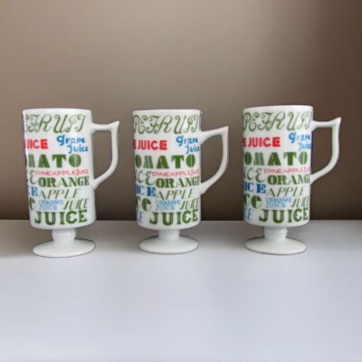 Royal Crown Multi Color Vintage Porcelain Juice Cups Mugs
