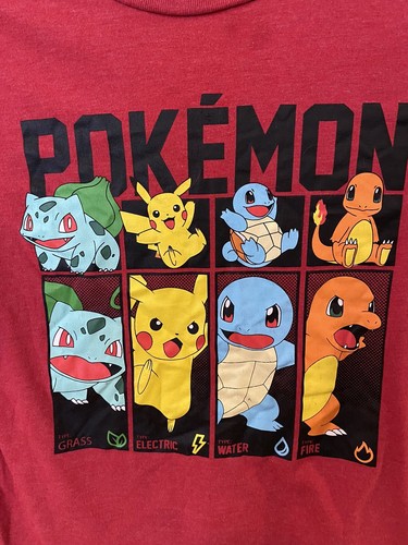 Game Freak Pokemon Grass Electric Water Fire Long Sleeve Red Pikachu SZ M - Picture 5 of 5