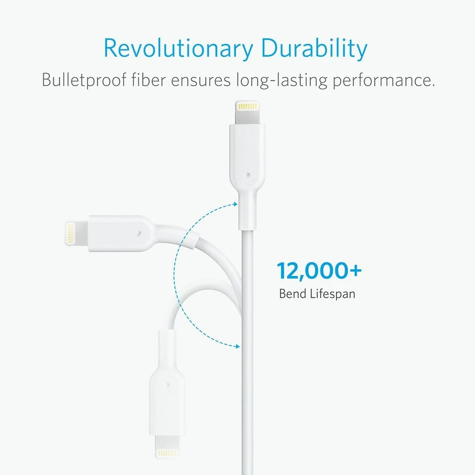 Anker Powerline II Lightning Cable 6ft Durable MFi-Certified Charger Cable - Image 3 of 4