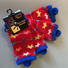 2 pairs Girl s Medium Ankle Non-Skid Grip Socks Poms Crazy Color Star 11-6
