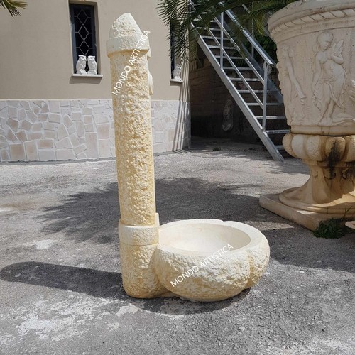 FONTANA CON COLONNINA E VASCA DA GIARDINO PER ESTERNO IN CEMENTO MARMO ALT 96 CM - Foto 5 di 16