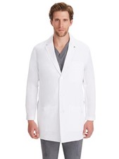 Healing Hands Logan Men  s White Lab Coat with 5 Pockets, Knit Details  Si