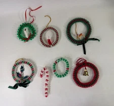 Lots of 7 Hand Made Vintage Plastic Beads Holiday Christmas Ornaments Nice!!