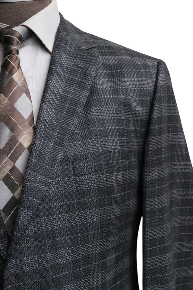 Hugo Boss Johnston3 Drago 110 Wool Gray Check Three Button Blazer 44R - Image 3 of 4