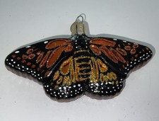 Old World Christmas Monarch Butterfly Hand Blown Glass Ornament Decoration