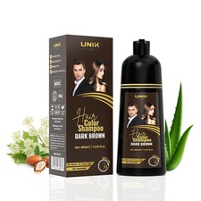 Dark Brown Hair Dye Shampoo 400ml 3 in 1 Natural Colour Shampoo for Grey Ha...
