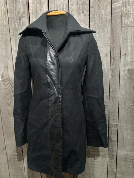 Women Patrizia Pepe Coat Black Leather 34 / XS /