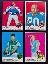 1969 Topps Football HOFer Lot Griese, Lilly, Maynard, Renfro -SHARP!!