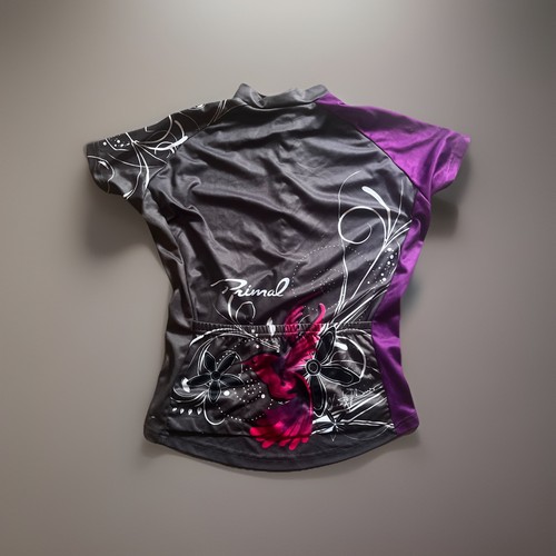 Primal Wear Cycling Jersey M Purple/Gray Bird Flower Full Zip Short Sleeve - Picture 2 of 4
