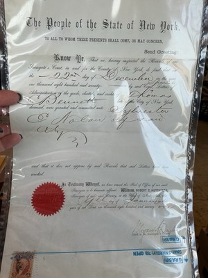 1870s NY Legal Documents Lot w/ Revenue Stamps   Probate & Protest Ephemera